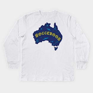 AUSTRALIA MAP AUSSIE SOCCEROOS Kids Long Sleeve T-Shirt